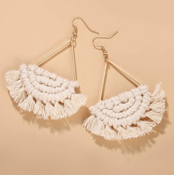 BOHO WOVEN TASSEL EARRINGS - Picture 1 of 2